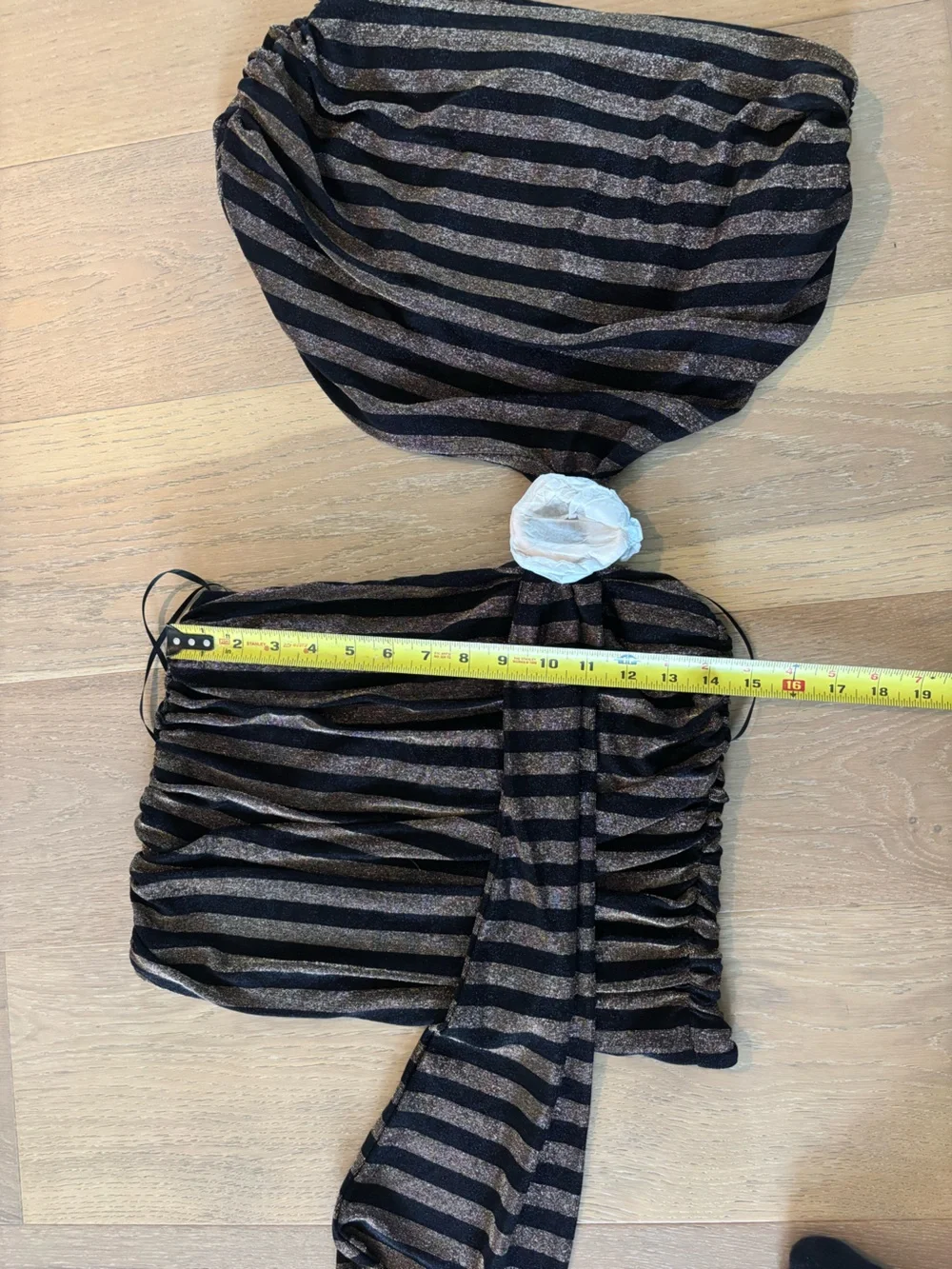 Outcast Catalina Mini Dress Medium NWT Gold Stripe Cut Out Metallic Strapless